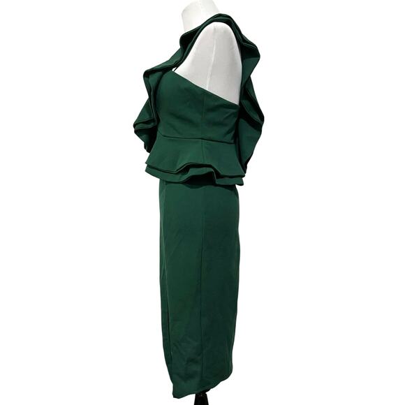 Hello Molly Caruso One-Shoulder Ruffle Midi Dress Green Size Womens Sz 8 - Picture 6 of 11